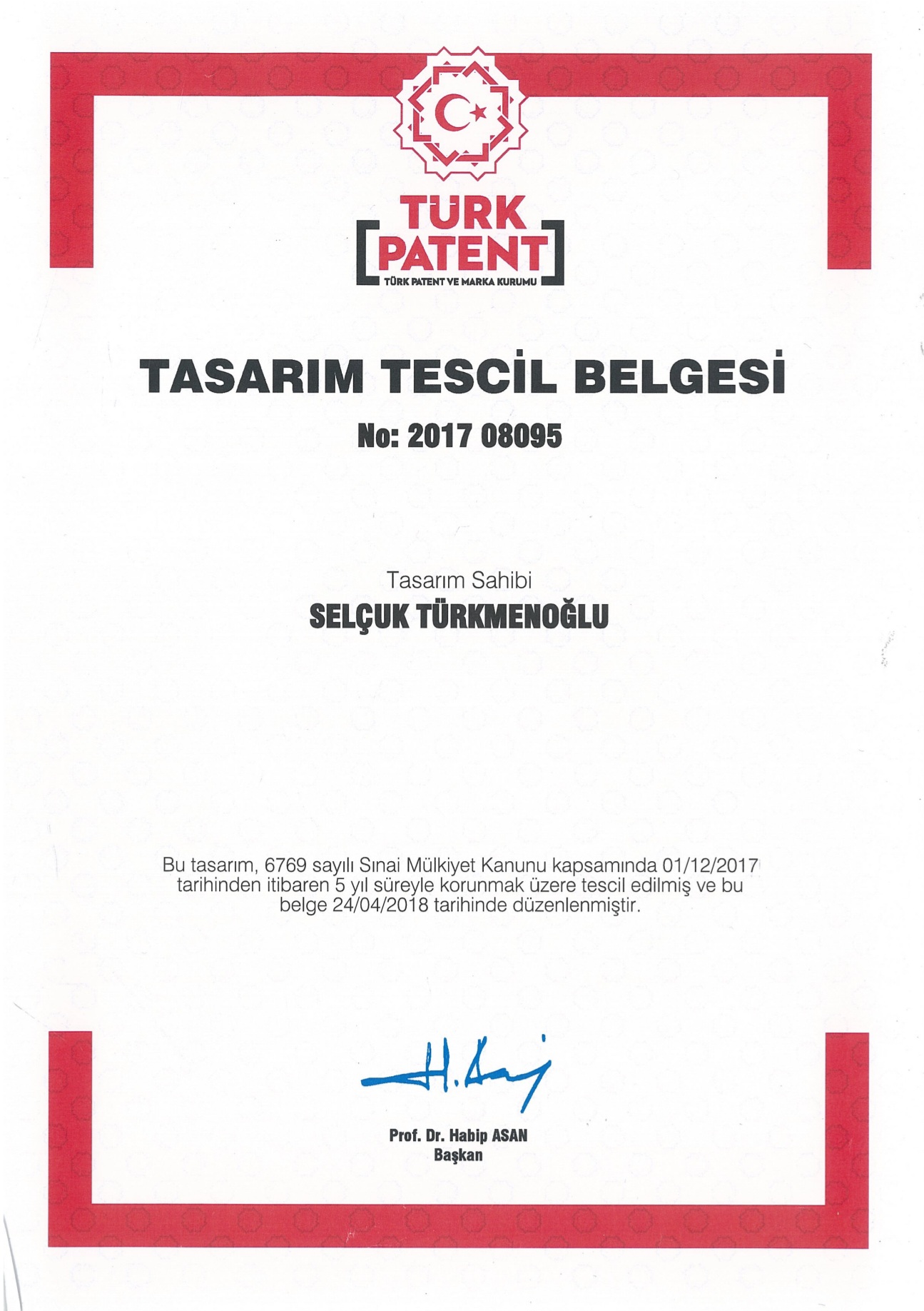  TASARIM TESCİL BELGESİ