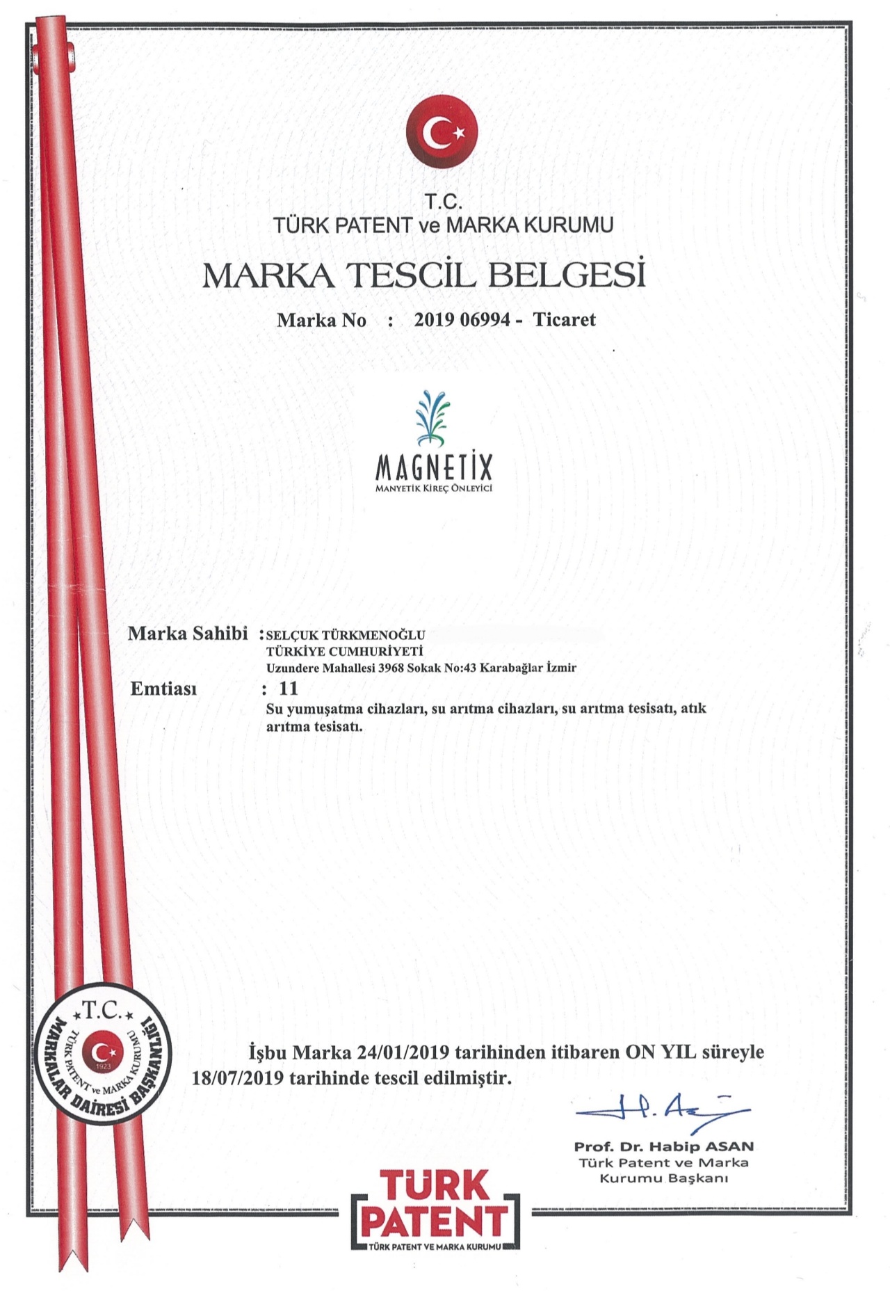 MARKA TESCİL BELGESİ
